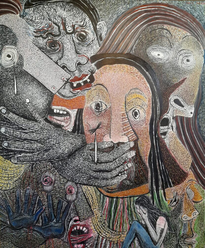 no violence against women van Eric Cospi Spiliotopoulos, Schilderij te koop op Singulart