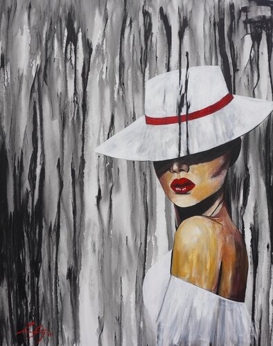 Beauty for Ashes - The Lady in the White Hat von Lindsay Siemers, Malerei kaufen auf Singulart