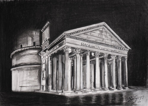 Beauty in Architecture - The Pantheon van Lindsay Siemers, Tekening te koop op Singulart