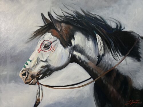 Warrior Waiting de Lindsay Siemers, Pintura a la venta en Singulart