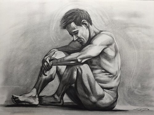 Sitting in reflection by Lindsay Siemers, Drawing for Sale on Singulart