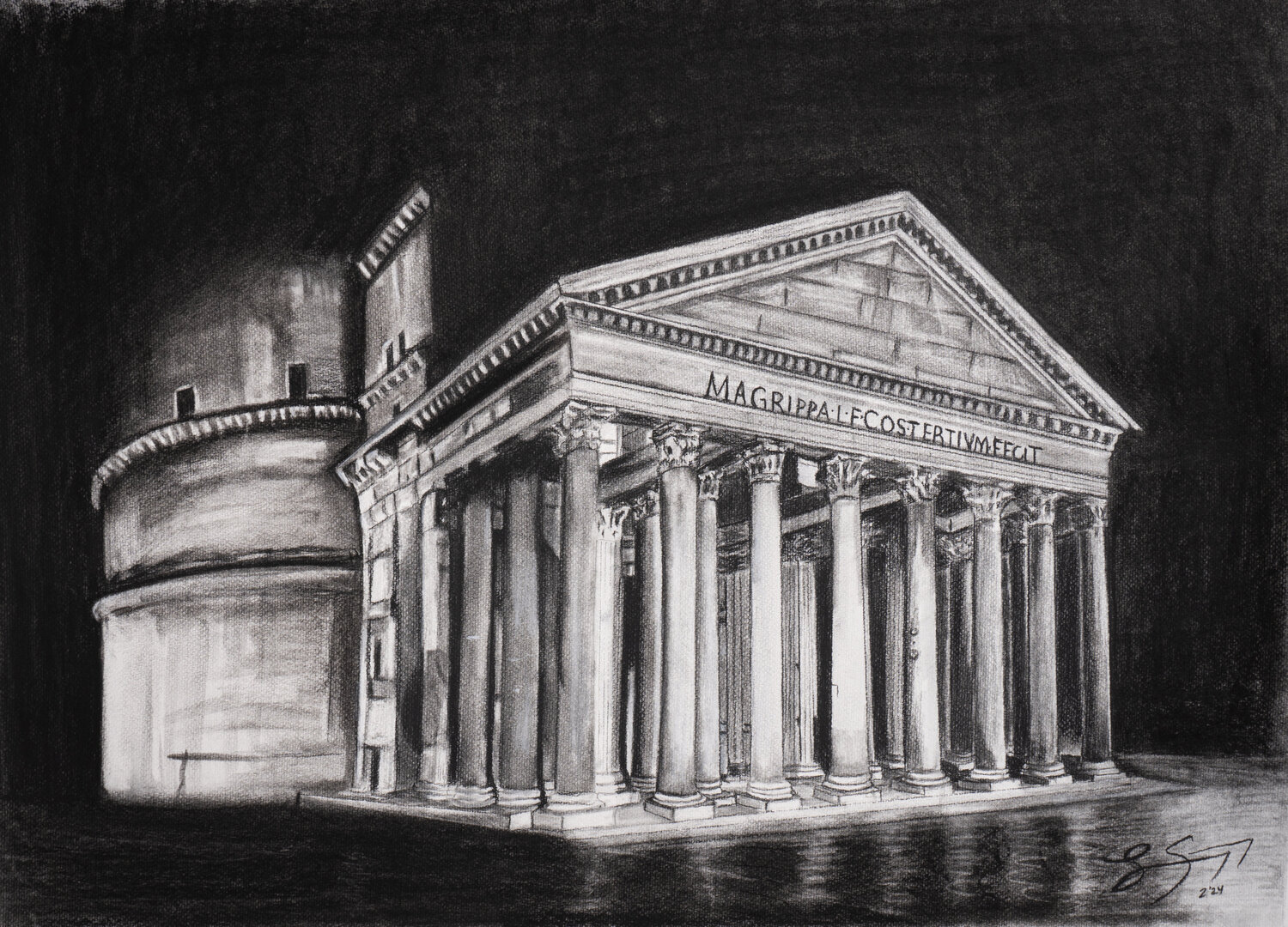 Beauty in Architecture - The Pantheon Lindsay Siemers Zeichnungen zu verkaufen