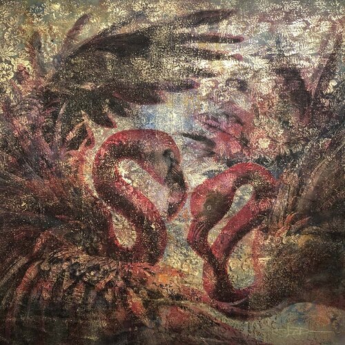 Flamingos in Harmonie von Jürgen Deimann, Malerei kaufen auf Singulart