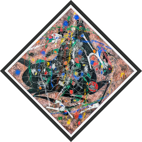 Black Horse (custom framed hand signed serigraph) by Jiang Tiefeng, Print for Sale on Singulart