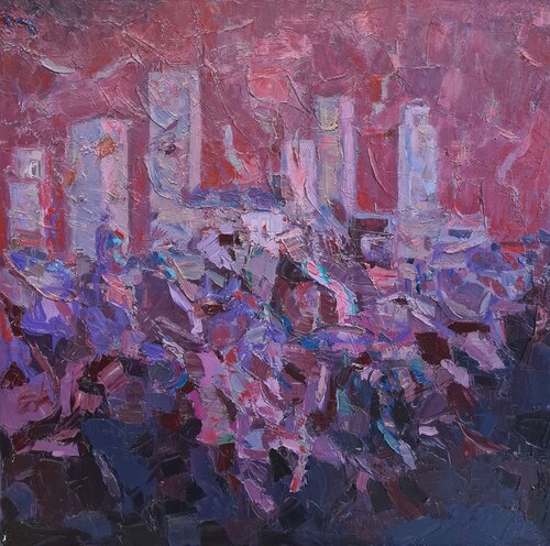 Tramonto cromatico a S.Gimignano by Domenico Asmone, Painting for Sale on Singulart