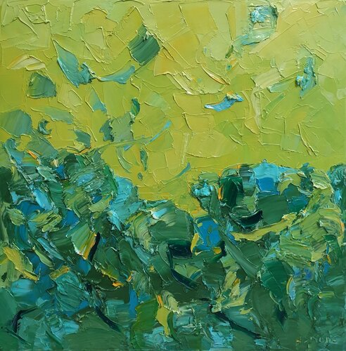 Cromatico mare (verdi riflessi) di Domenico Asmone, Pittura in vendita su Singulart