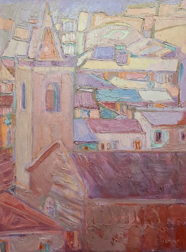 Veduta di Pistoia con S.Giovanni van Domenico Asmone, Schilderij te koop op Singulart