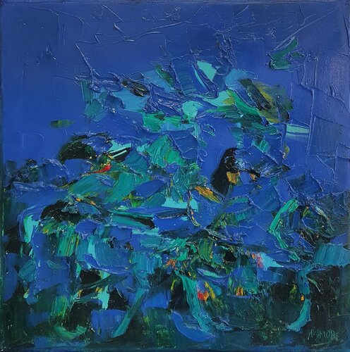 Cromatico notturno mare di Domenico Asmone, Pittura in vendita su Singulart