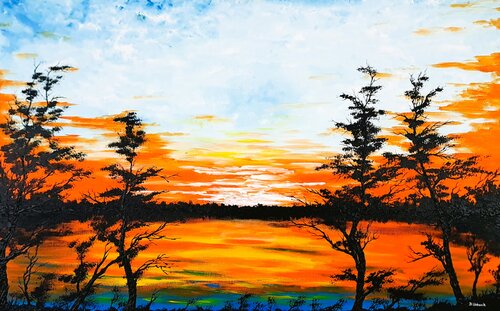 Sunset in the country 1 van Daniel Urbaník, Schilderij te koop op Singulart