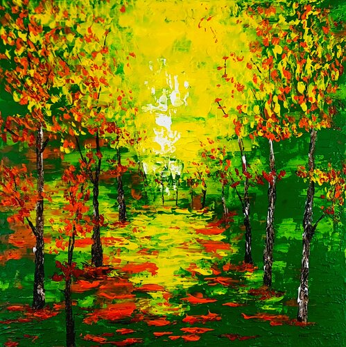 Trees in the sun di Daniel Urbaník, Pittura in vendita su Singulart
