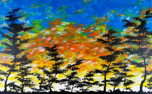 Yellow sunset 3 di Daniel Urbaník, Pittura in vendita su Singulart