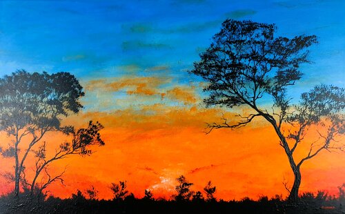 Orange sunset 1 di Daniel Urbaník, Pittura in vendita su Singulart