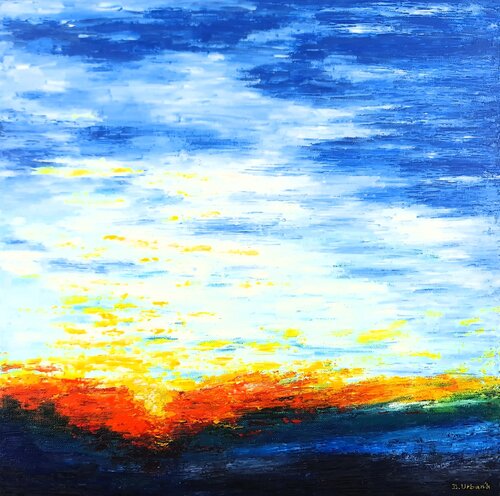 Blue lake by Daniel Urbaník, Painting for Sale on Singulart