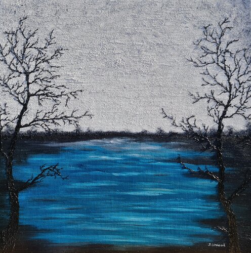 Blue lake 1 van Daniel Urbaník, Schilderij te koop op Singulart