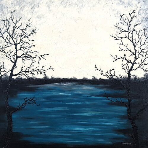 Blue lake 1 by Daniel Urbaník, Painting for Sale on Singulart