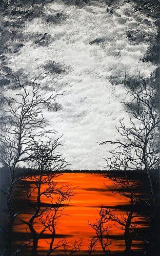 Sun in the lake 7 di Daniel Urbaník, Pittura in vendita su Singulart