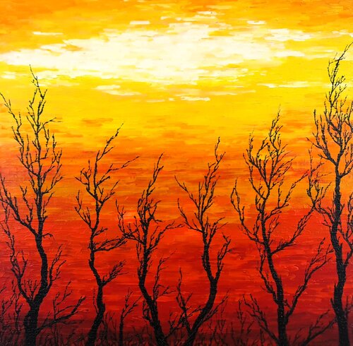 Sunny trees by Daniel Urbaník, Painting for Sale on Singulart