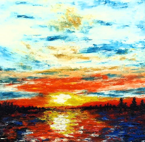 Red Lake 1 by Daniel Urbaník, Painting for Sale on Singulart