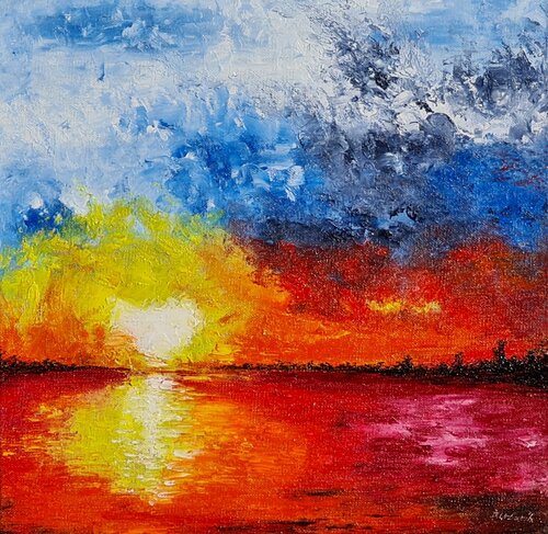 Red Lake di Daniel Urbaník, Pittura in vendita su Singulart