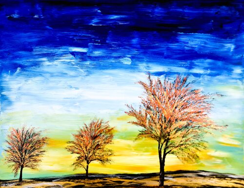 Golden trees von Daniel Urbaník, Malerei kaufen auf Singulart