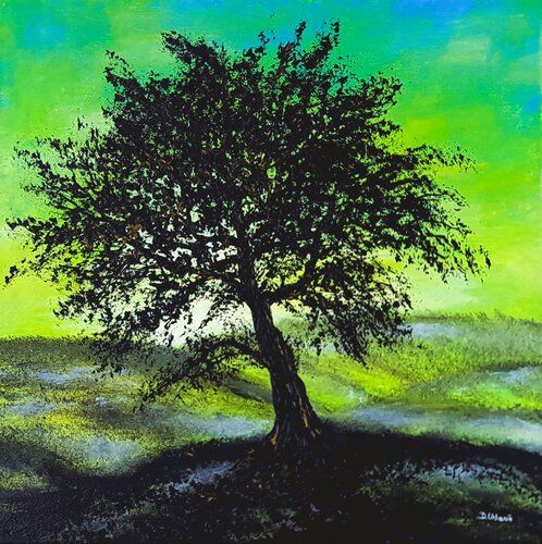 Green landscape di Daniel Urbaník, Pittura in vendita su Singulart