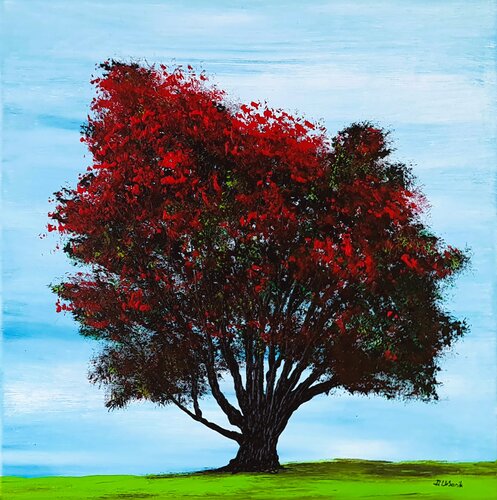 Red tree di Daniel Urbaník, Pittura in vendita su Singulart
