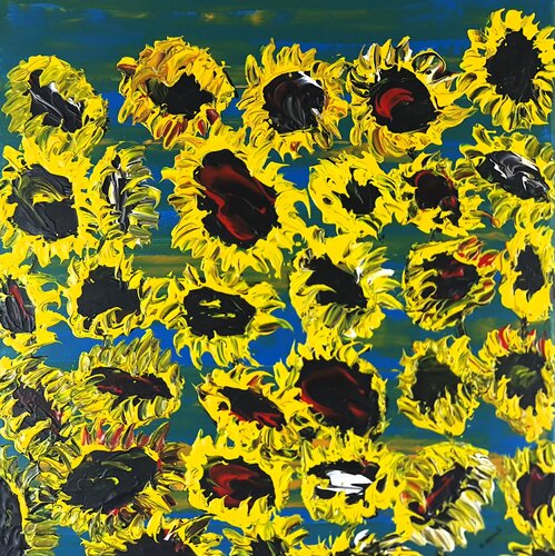 Blooming sunflowers 4 by Daniel Urbaník, Painting for Sale on Singulart