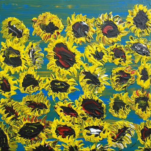 Blooming sunflowers 4 von Daniel Urbaník, Malerei kaufen auf Singulart