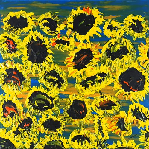 Blooming sunflowers 5 by Daniel Urbaník, Painting for Sale on Singulart