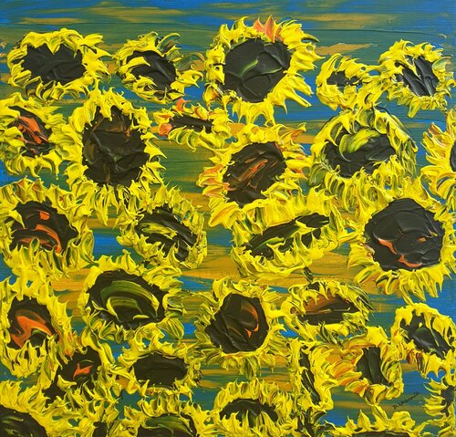 Blooming sunflowers 5 von Daniel Urbaník, Malerei kaufen auf Singulart