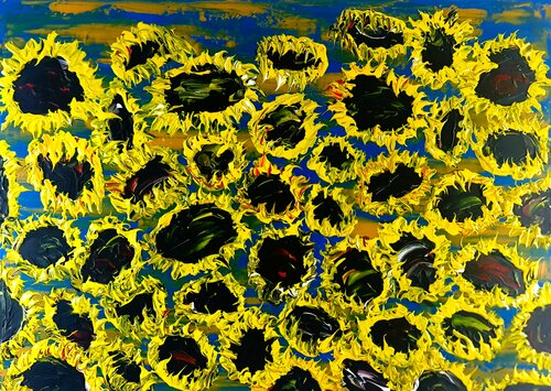 Blooming sunflowers 7 di Daniel Urbaník, Pittura in vendita su Singulart