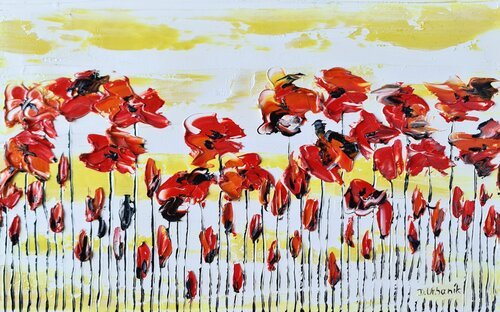 Flora poppies 1 von Daniel Urbaník, Malerei kaufen auf Singulart