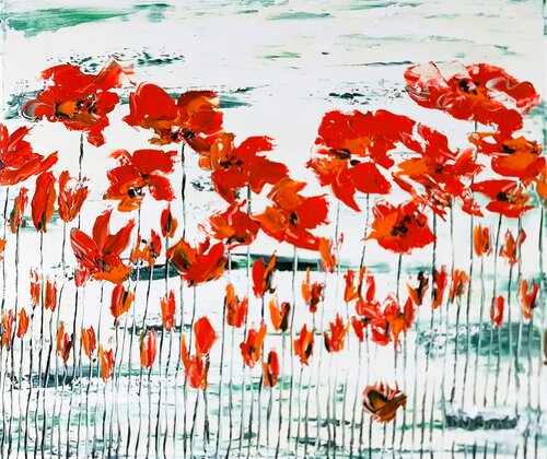 Flora poppies 3 by Daniel Urbaník, Painting for Sale on Singulart
