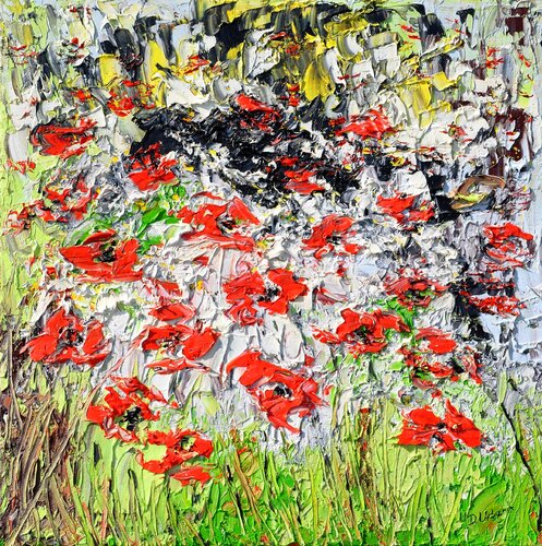 A Meadow Full Of Poppies by Daniel Urbaník, Painting for Sale on Singulart