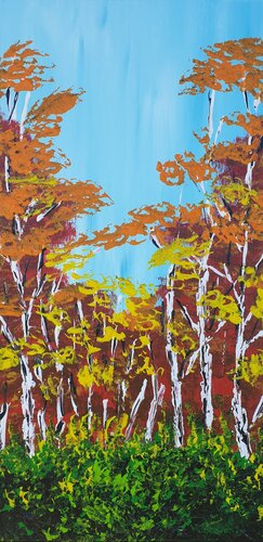 Heavenly birches 1 van Daniel Urbaník, Schilderij te koop op Singulart