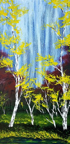 Heavenly birches 3 by Daniel Urbaník, Painting for Sale on Singulart