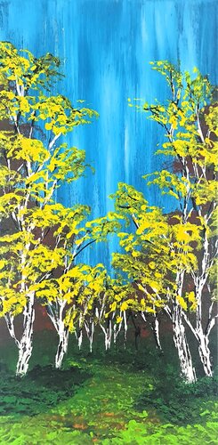 Heavenly birches 4 by Daniel Urbaník, Painting for Sale on Singulart