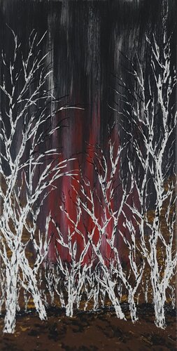Birches in winter 1 di Daniel Urbaník, Pittura in vendita su Singulart