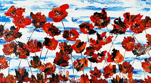 Red poppies 2 van Daniel Urbaník, Schilderij te koop op Singulart