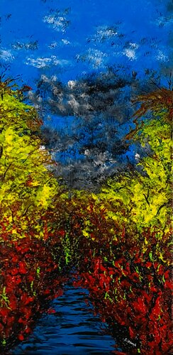 Burning river par Daniel Urbaník, Peinture en vente sur Singulart