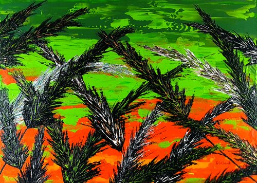 Grass In Green Color van Daniel Urbaník, Schilderij te koop op Singulart