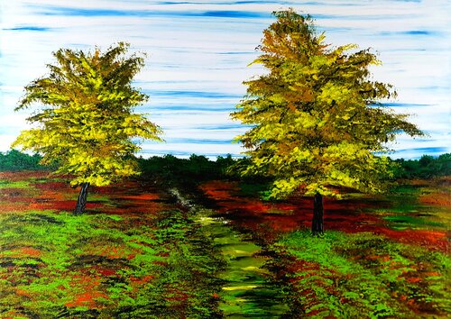 Red tree di Daniel Urbaník, Pittura in vendita su Singulart