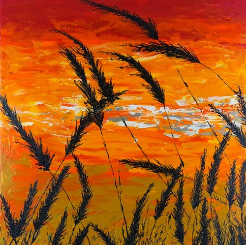 Grass by the river par Daniel Urbaník, Peinture en vente sur Singulart