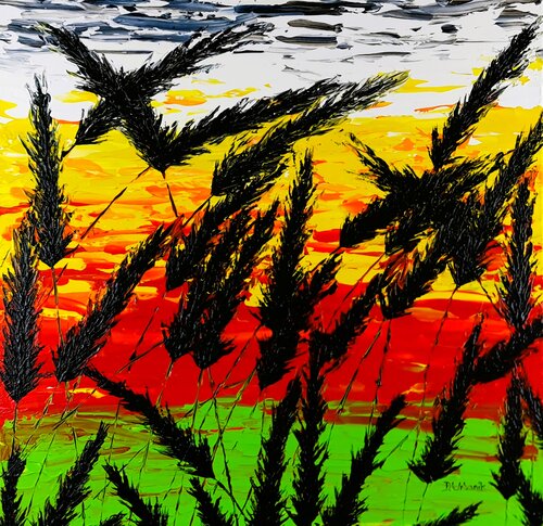 Sunset In The Grass 1 par Daniel Urbaník, Peinture en vente sur Singulart
