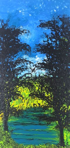 Landscape by the lake de Daniel Urbaník, Pintura a la venta en Singulart