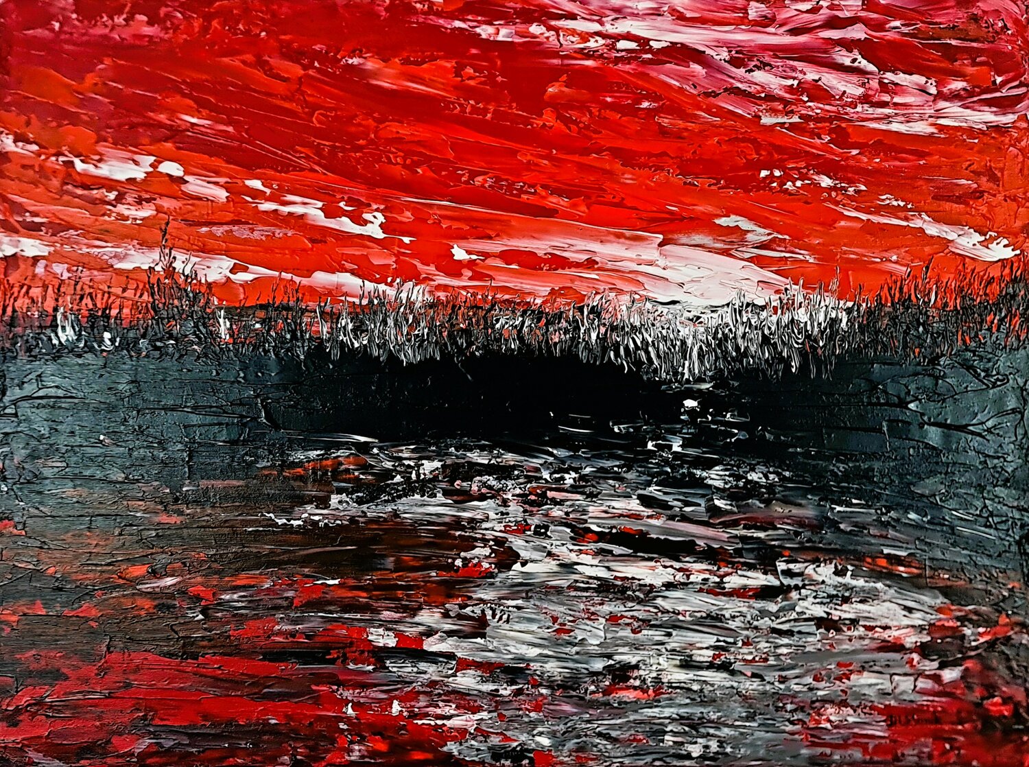 Red abstract landscape Daniel Urbaník