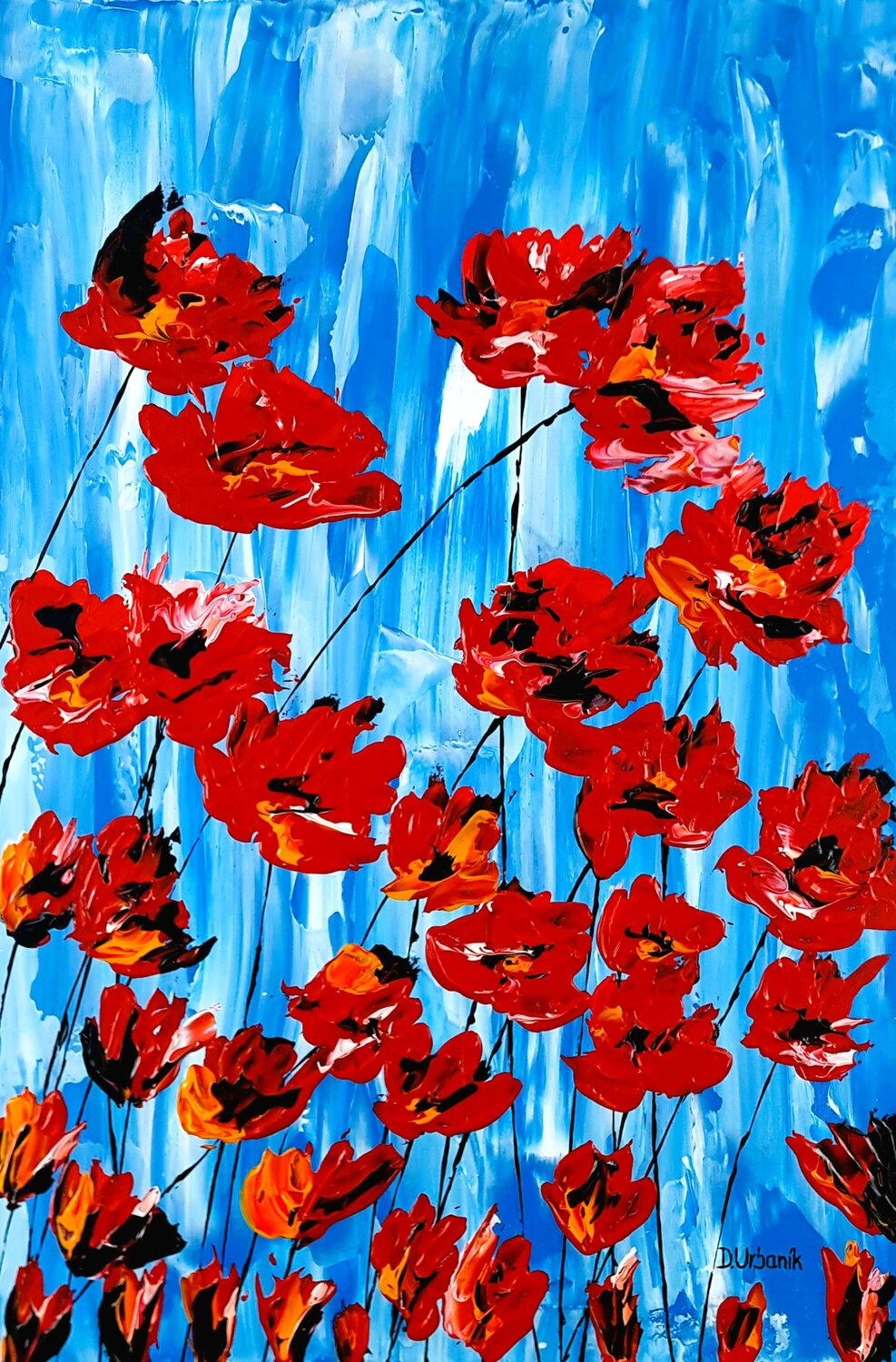 Poppies On Blue Daniel Urbaník