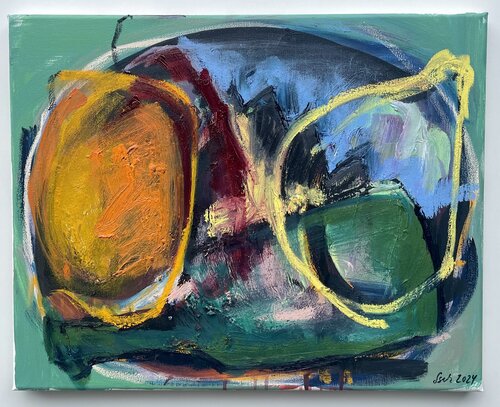 Stillleben mit Zitrone van Silke Schwarzbach, Schilderij te koop op Singulart