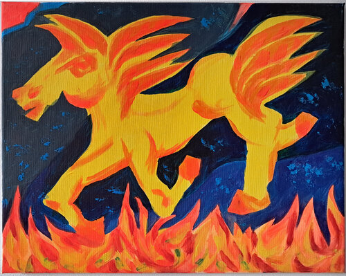 Yellow horse de Ebru Eruelkue, Pintura a la venta en Singulart