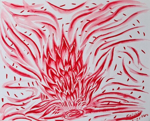 Red flower by Ebru Eruelkue, Painting for Sale on Singulart
